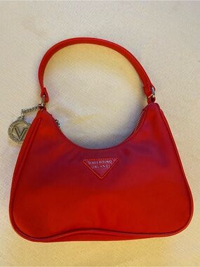 Valentino Orlandi Bright Red Nylon Shoulder Bag